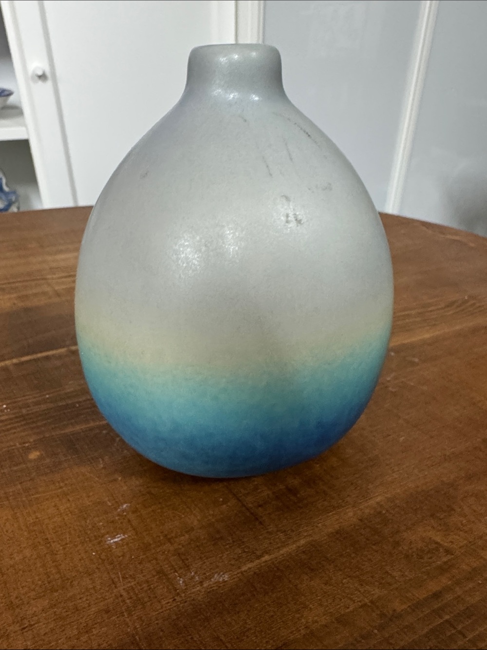 Matte Ombre Ceramic Bud Vase in Blue and Gray